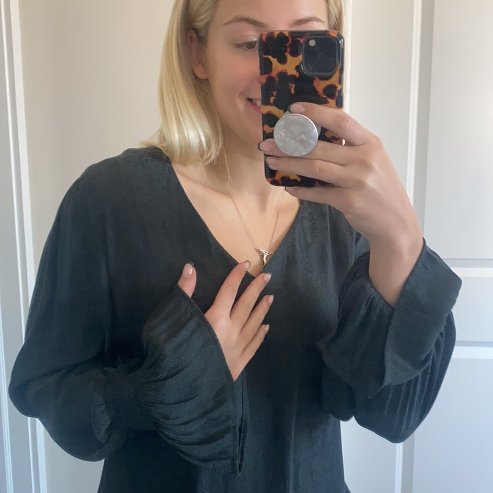 A NEW DAY Black and Teal Snakeskin Blouse